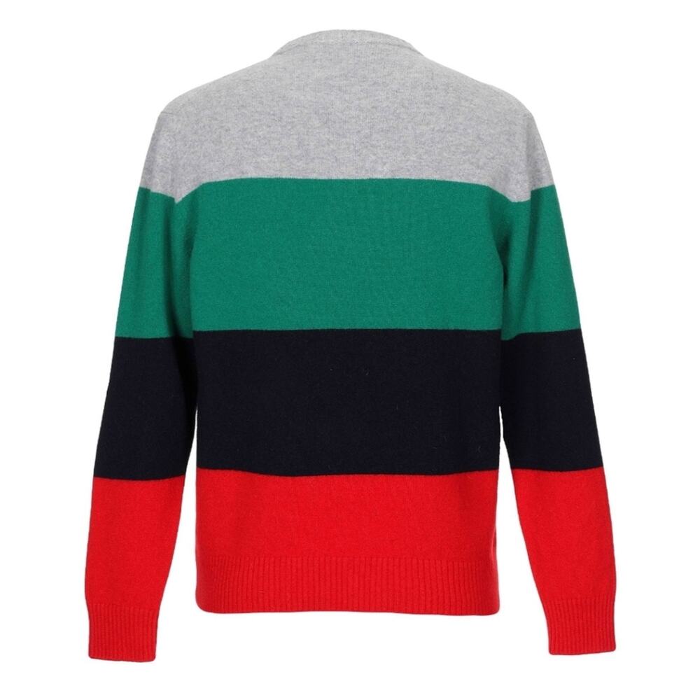 NWT$550 DSQUARED2 Mens 100% Wool Red Black Green Stripe Crewneck Sweater Sz Med - Picture 3 of 11